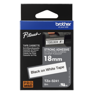 CINTA P/ROTU BROTHER TZES241 18MM ADHE EXT NEG/BLA
