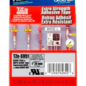 CINTA P/ROTU BROTHER TZES951 24MM ADHE EXT NEG/PLA
