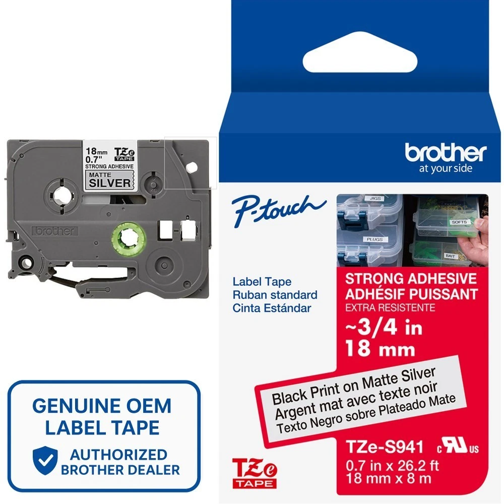 CINTA P/ROTU BROTHER TZES941 18MM ADHE EXT NEG/PLA