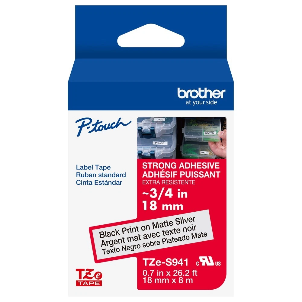 CINTA P/ROTU BROTHER TZES941 18MM ADHE EXT NEG/PLA - Imagen 2