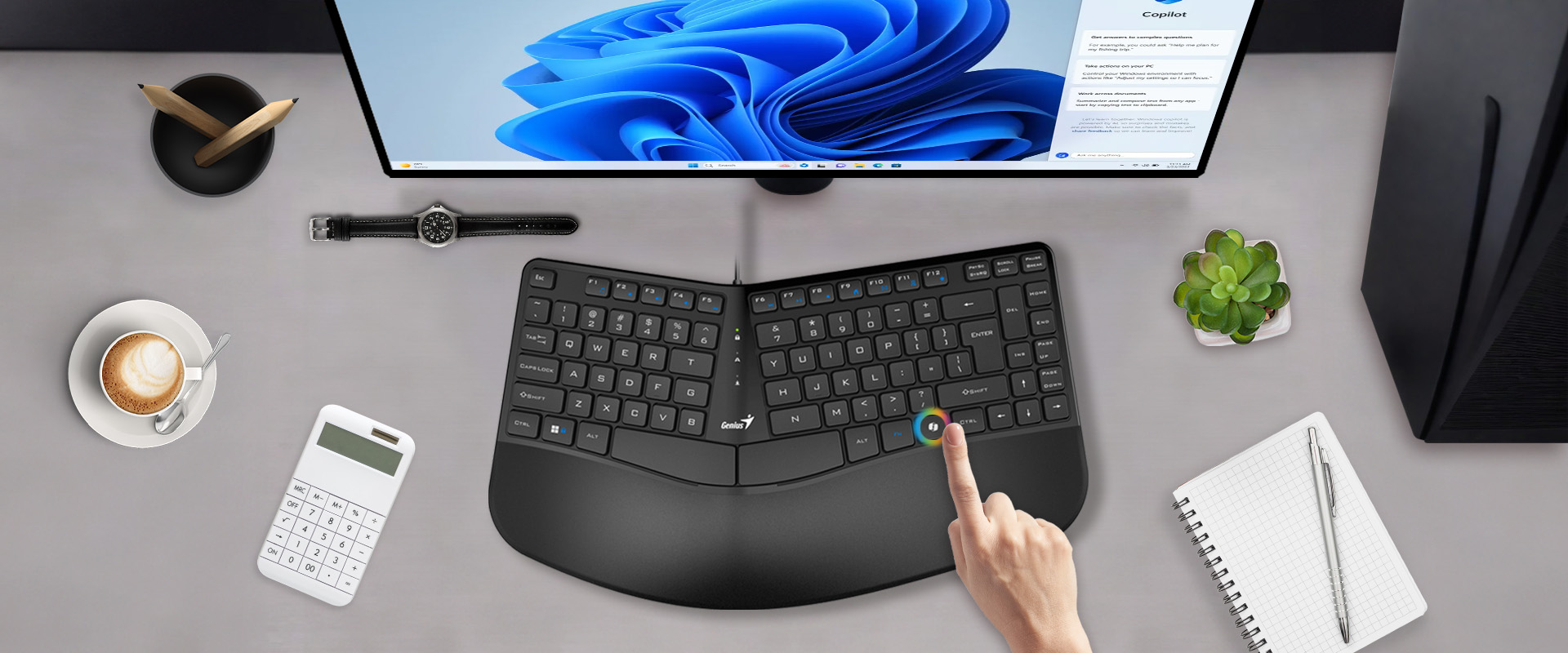 Teclado Genius Ergo KB-700 USB Ergonomico - Imagen 6