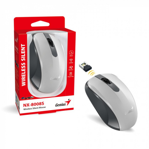 MOUSE GENIUS NX-8008S WHITE-GR WIRELESS SILENCIOSO