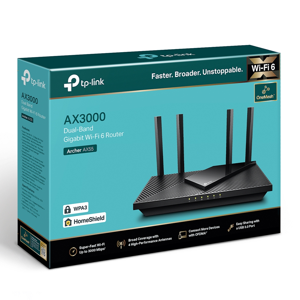 ROUTER 4P TP-LINK ARCHER AX55 AX3000 WIFI 6