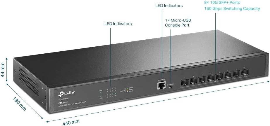 SWITCH 8P TP-LINK OMADA SX3008F 8 SFP ADM. - Imagen 2