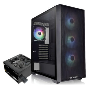 Gabinete Thermaltake H390 Tg X4 Coolers Argb + Fuente 750w Color Negro