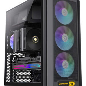Gabinete Mid Tower Gamemax F46 4 Fan Argb Vidrio Templado Negro