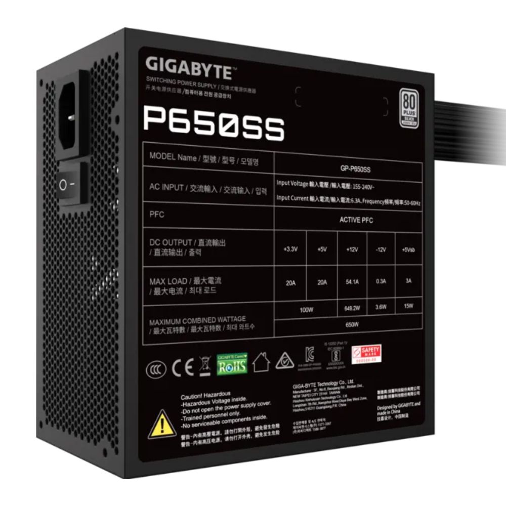 FUENTE 650W GIGABYTE 80 PLUS SILVER GP-P650SS - Imagen 3