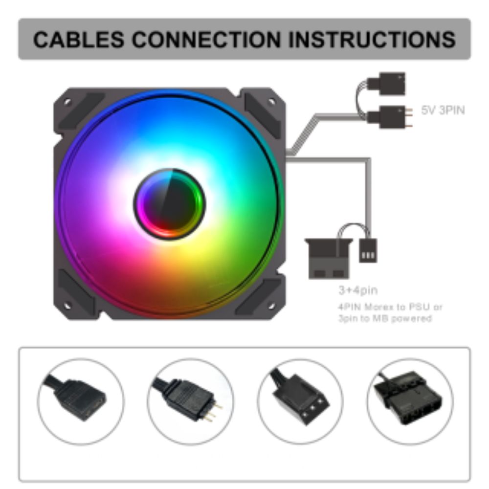 Fan Gamemax Para Gabinete Vista BK PWM FN12A-C8I ARGB - Imagen 6