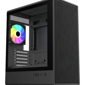 Gabinete Cooler Master Elite 350 Mini Tower 4 Fans ARGB Tempered Glass Black s/Fuente