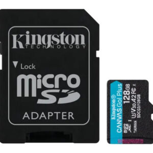 Tarjeta de Memoria KINGSTON Canvas Go Plus Gen4 MicroSDXC 128GB UHS-I U3 V30 200MB/s c/adaptador