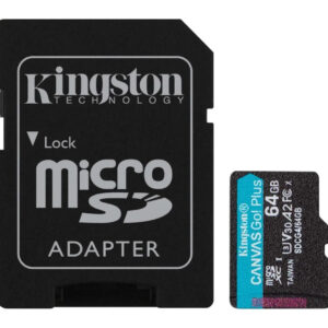 Tarjeta de Memoria KINGSTON Canvas Go Plus Gen4 MicroSDXC 64GB UHS-I U3 V30 200MB/s c/adaptador