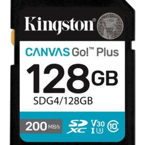 Tarjeta de Memoria KINGSTON Canvas Go Plus SDXC 128GB Gen4 C10 UHS-I U3 V30 200MB/s