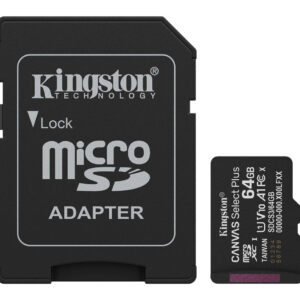 Tarjeta de Memoria KINGSTON Canvas Select Plus MicroSDXC 64GB Gen3 A1 100MB/s c/adaptador